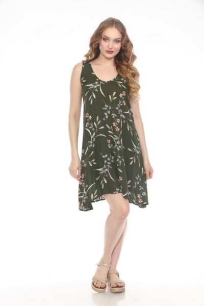 Tank Dress Green- Multi Print